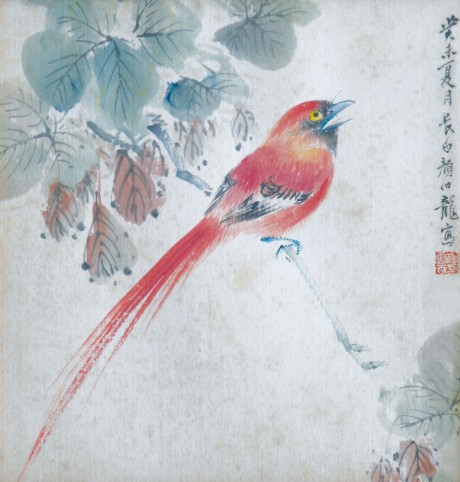 顏伯龍 花鳥(niǎo)鏡框 23*23cm