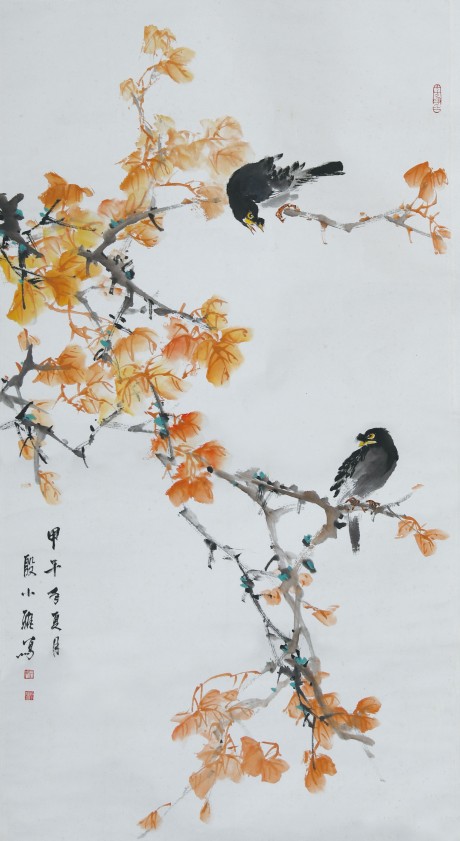 殷小雅 花鳥立軸 100*53cm