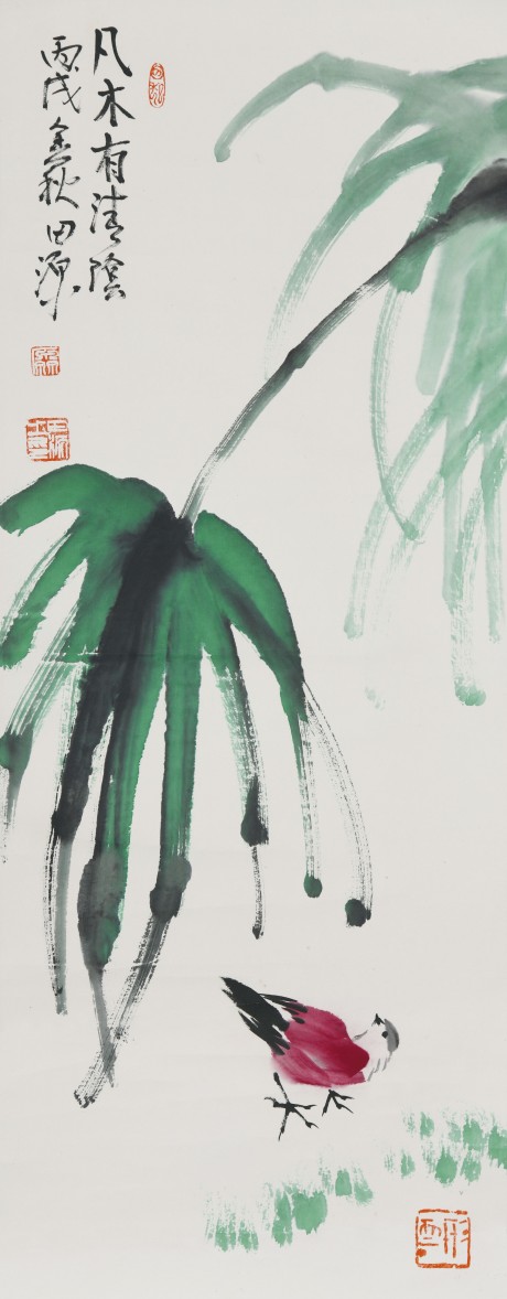 田源 花鳥(niǎo)立軸 90*36cm