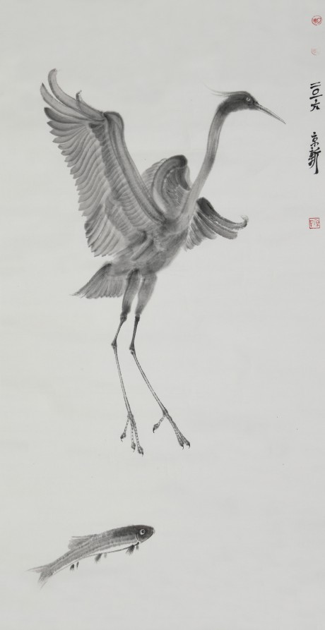 周京新 鳥鏡片 100*49cm