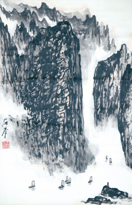 王石岑  山水立軸	67*44cm