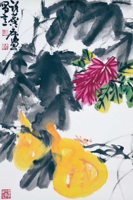 許麟廬 花卉鏡片 65*44cm