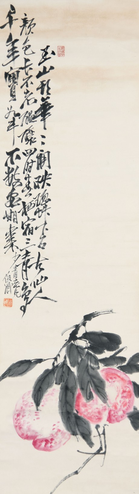 吳昌碩  桃鏡片	112×32CM