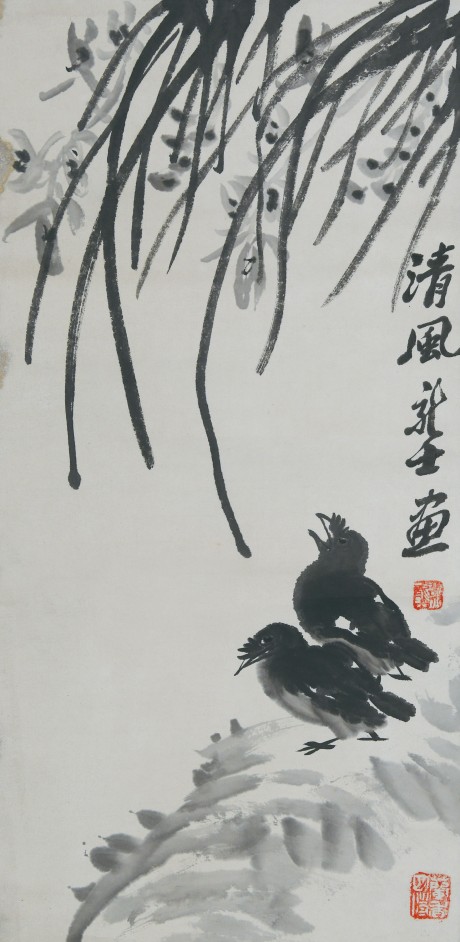 蕭龍士  花鳥立軸	67×34CM