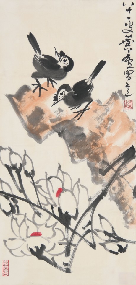 許麟廬  花鳥單片	68×33CM