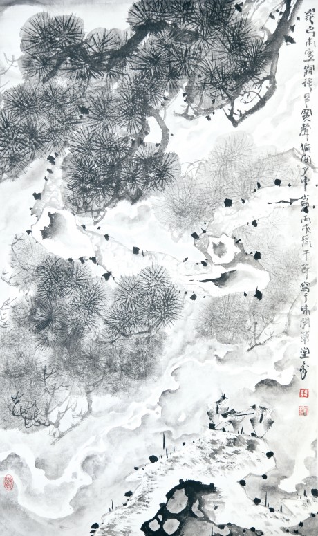 韓天衡  花鳥(niǎo)立軸 108×65CM