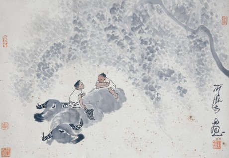 李可染  人物鏡片 73×49CM